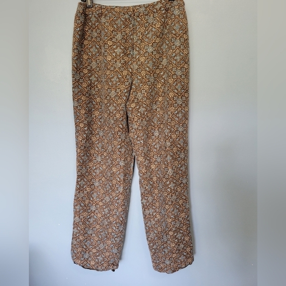Talbots Woman Tailored Fit Silk Linen Blend Printed Pants Plus Size 14W Brown - Picture 3 of 14